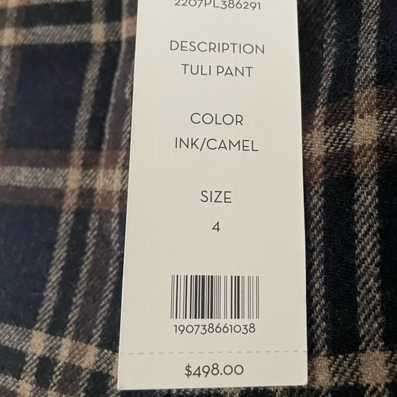 Veronica Beard wool blend Tuli check trousers Pants NWT - Picture 12 of 12